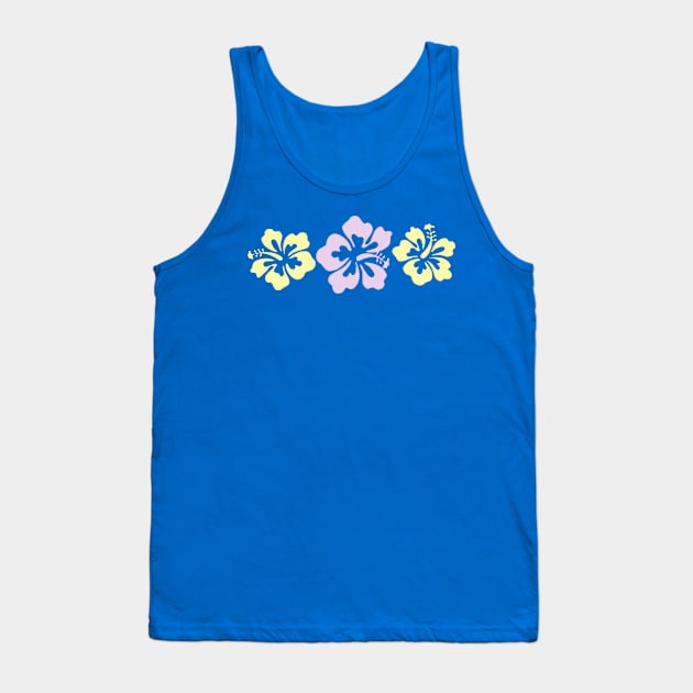 Hibiscus Flowers In Yellow And Lavender Line Art Tank Top by PhotoArts